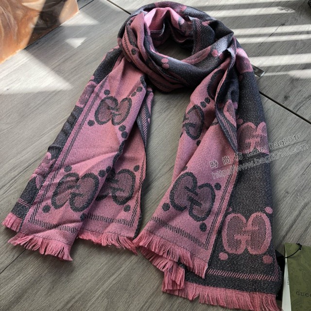 Gucci金銀絲線長巾 古馳高版本雙面圍巾 古琦字母提花圍巾  mmj1598